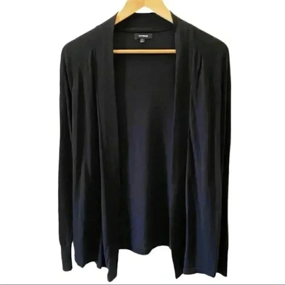 Express Cardigan Draped Open Front Lightweight Cotton Sweater Black Size Small - Picture 1 of 15